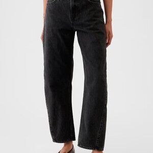 Gap High Rise Barrel Jeans 24P Black NWOT